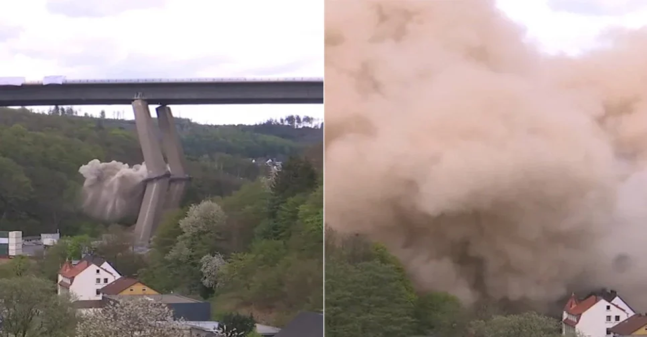 যেভাবে উড়িয়ে দেওয়া হল জার্মানির ৪৫০ মিটার দীর্ঘ সেতু