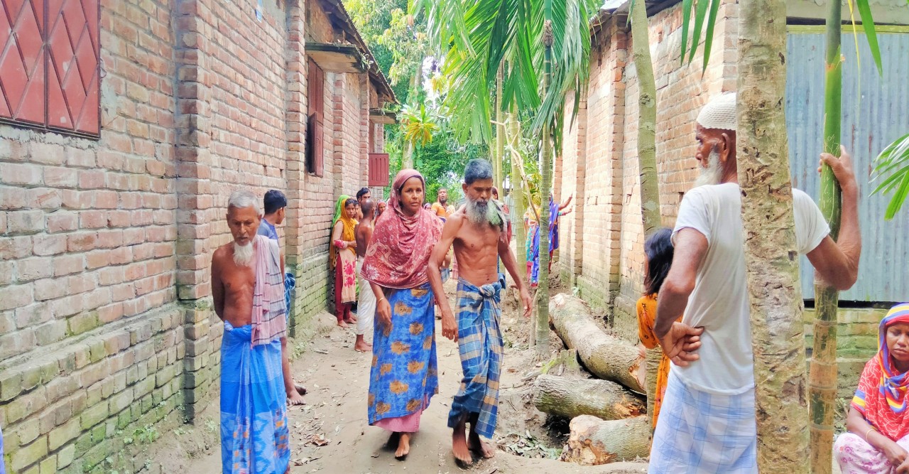 সুন্দরগঞ্জে রেকর্ডভুক্ত রাস্তার গাছ কেটে ঘর নির্মাণের চেষ্টা